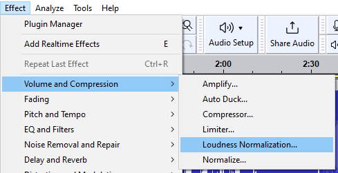 Audacity loudness