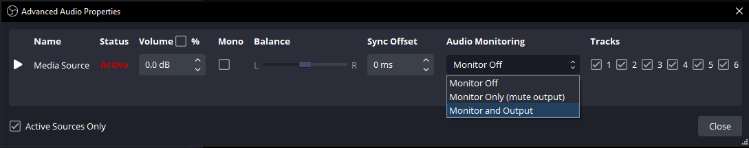 OBS audio monitor